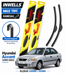 HYUNDAİ ACCENT SİLECEK TAKIMI 2000-2005 INWELLS MUZ TİPİ KANCALI
