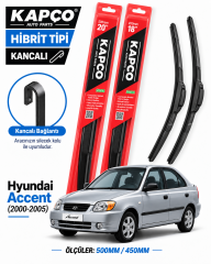 HYUNDAİ ACCENT SİLECEK TAKIMI 2000-2005 KAPCO HİBRİT TİP KANCALI