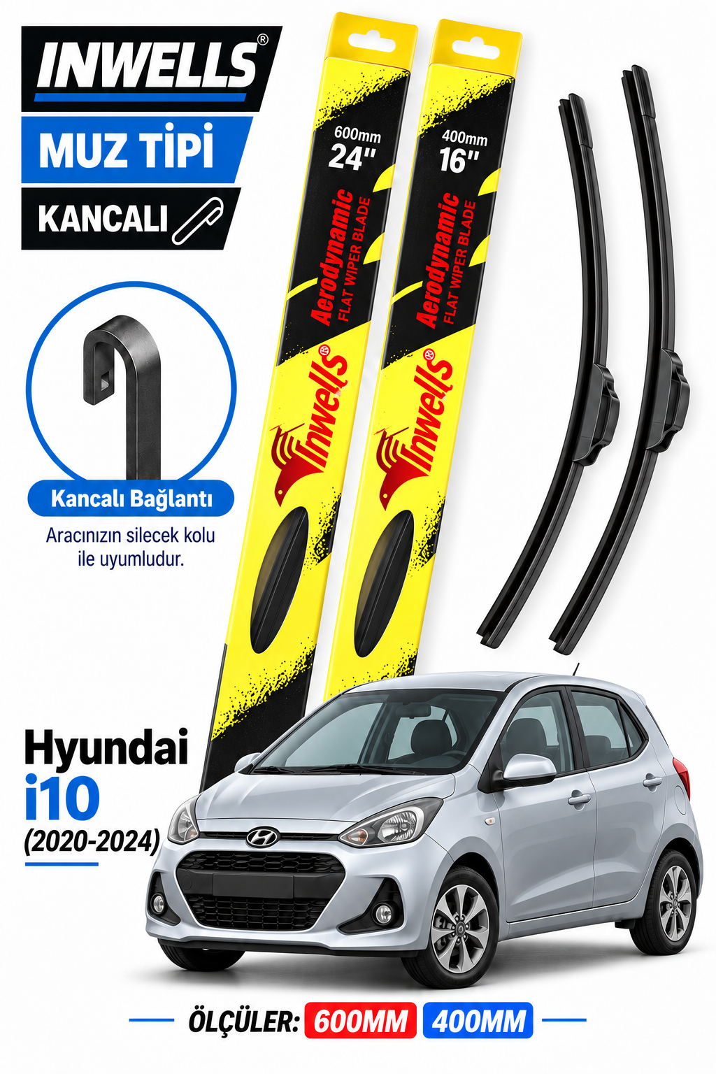 HYUNDAİ i10 SİLECEK TAKIMI 2020-2024 INWELLS MUZ TİPİ KANCALI