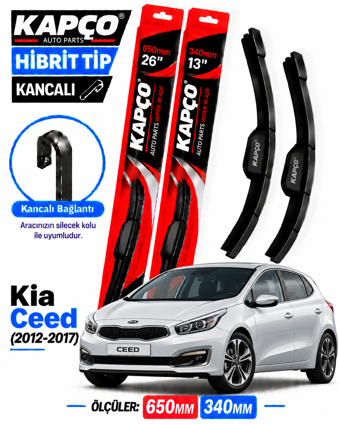KİA CEED SİLECEK TAKIMI 2012-2017 KAPCO HİBRİT TİP KANCALI