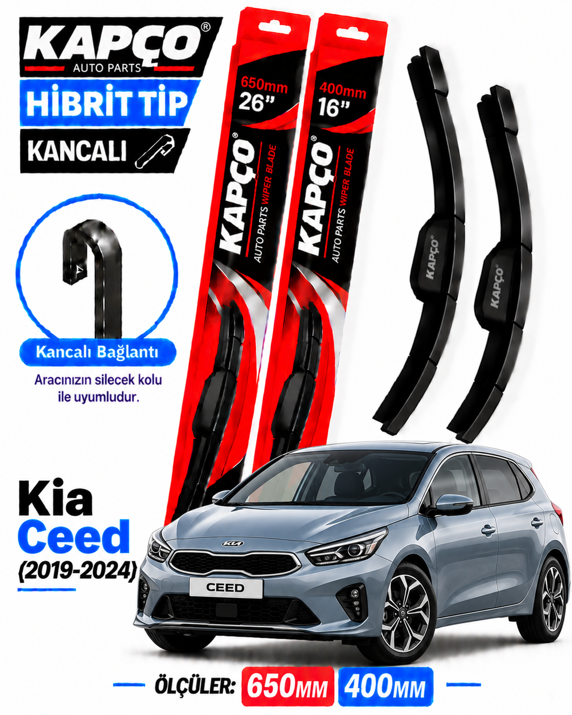 KİA CEED SİLECEK TAKIMI 2019-2024 KAPCO HİBRİT TİP KANCALI