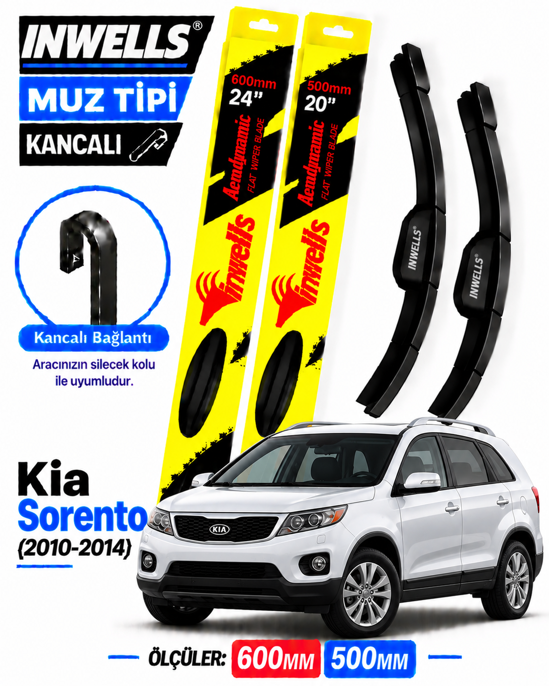 KİA SORENTO SİLECEK TAKIMI 2010-2014 INWELLS MUZ TİPİ KANCALI