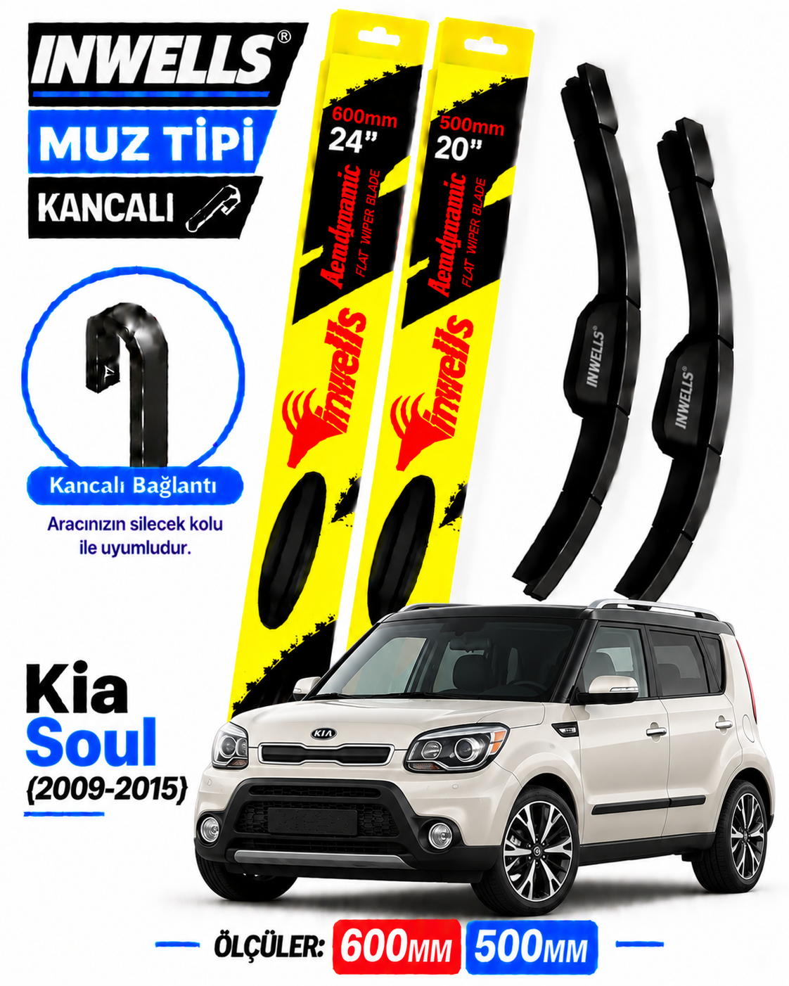 KİA SOUL SİLECEK TAKIMI 2009-2015 INWELLS MUZ TİPİ KANCALI