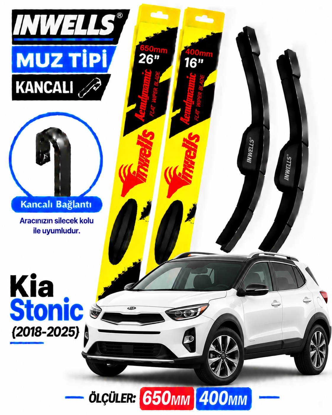 KİA STONİC SİLECEK TAKIMI 2018-2025 INWELLS MUZ TİPİ KANCALI