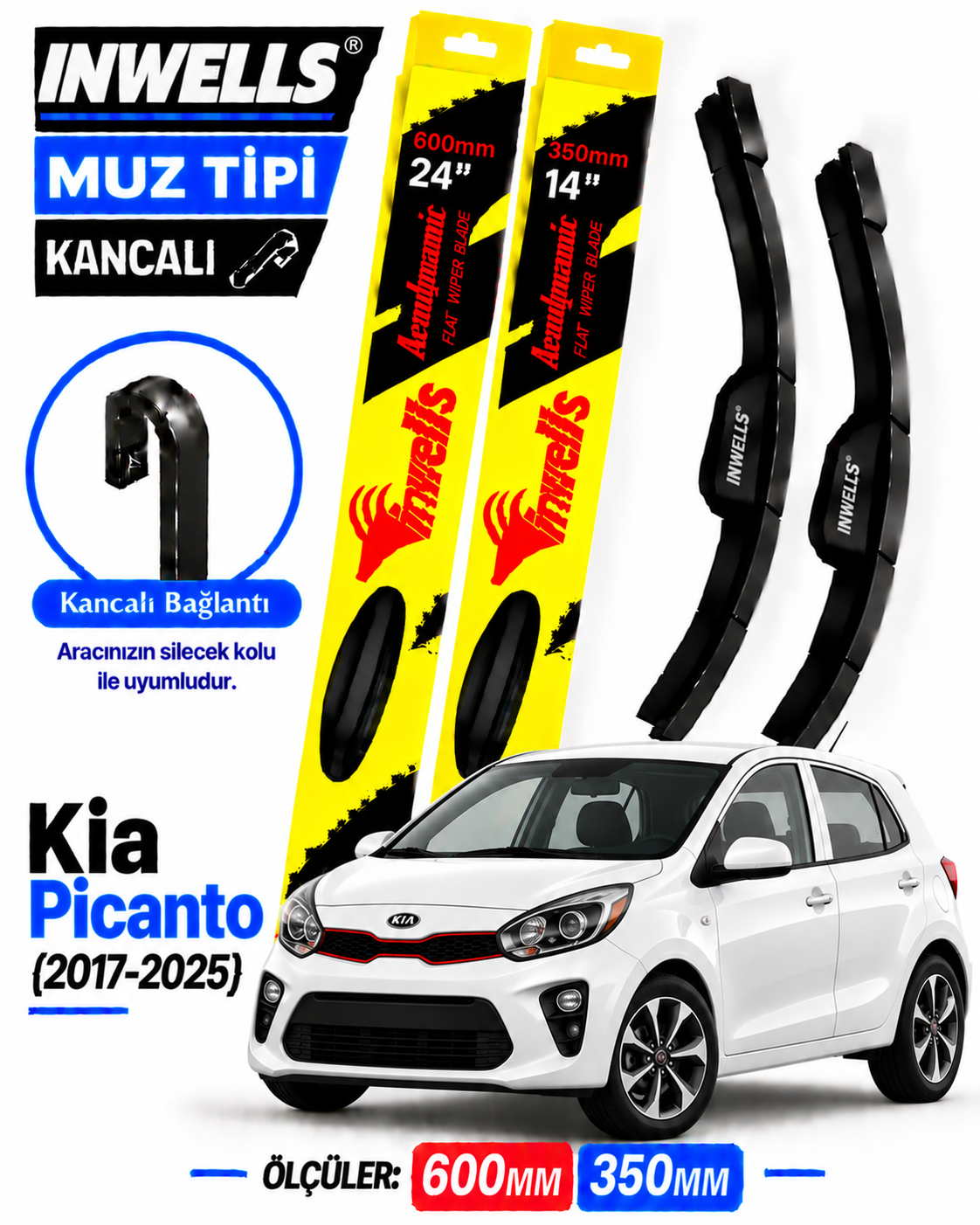 KİA PİCANTO SİLECEK TAKIMI 2017-2025 INWELLS MUZ TİPİ KANCALI