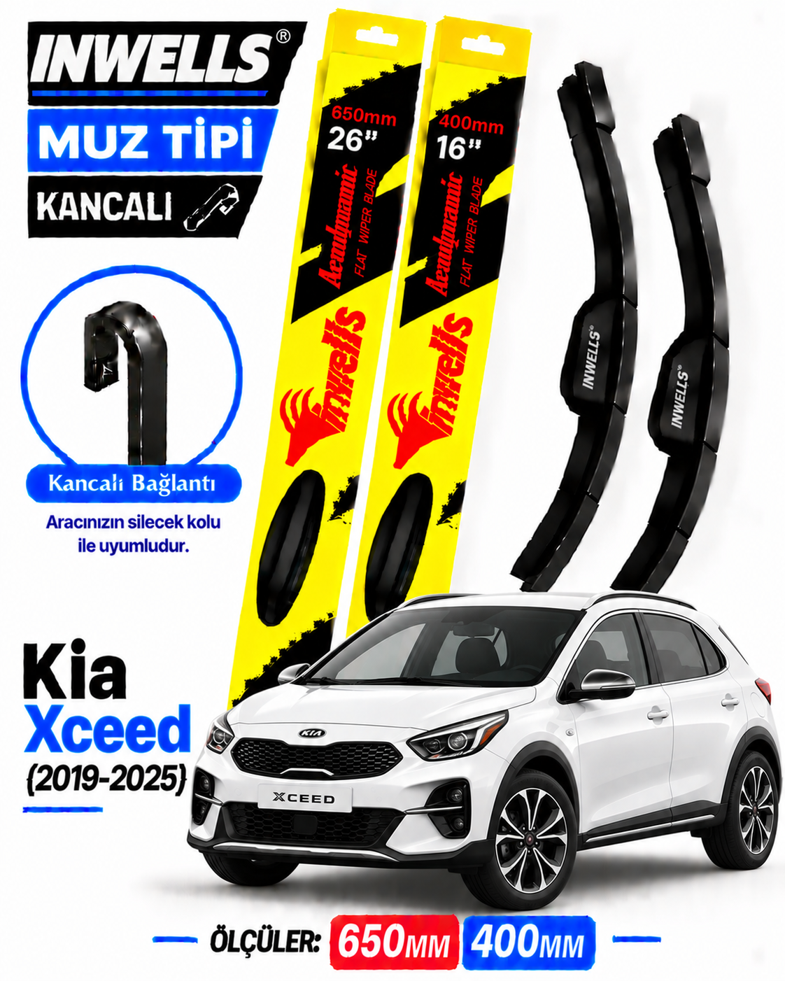 KİA XCEED SİLECEK TAKIMI 2019-2025 INWELLS MUZ TİPİ KANCALI