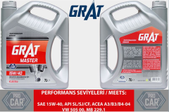 MOTOR YAĞI 7 LİTRE 15W40 GRAT YAG 15W40